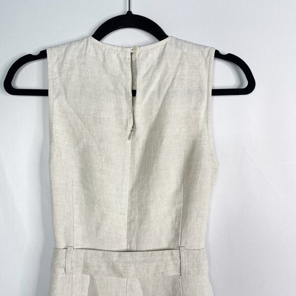 Reformation 2 Oatmeal Cream Naomi Linen Wide Leg Sleeveless Tie Waist Jumpsuit - Picture 9 of 13